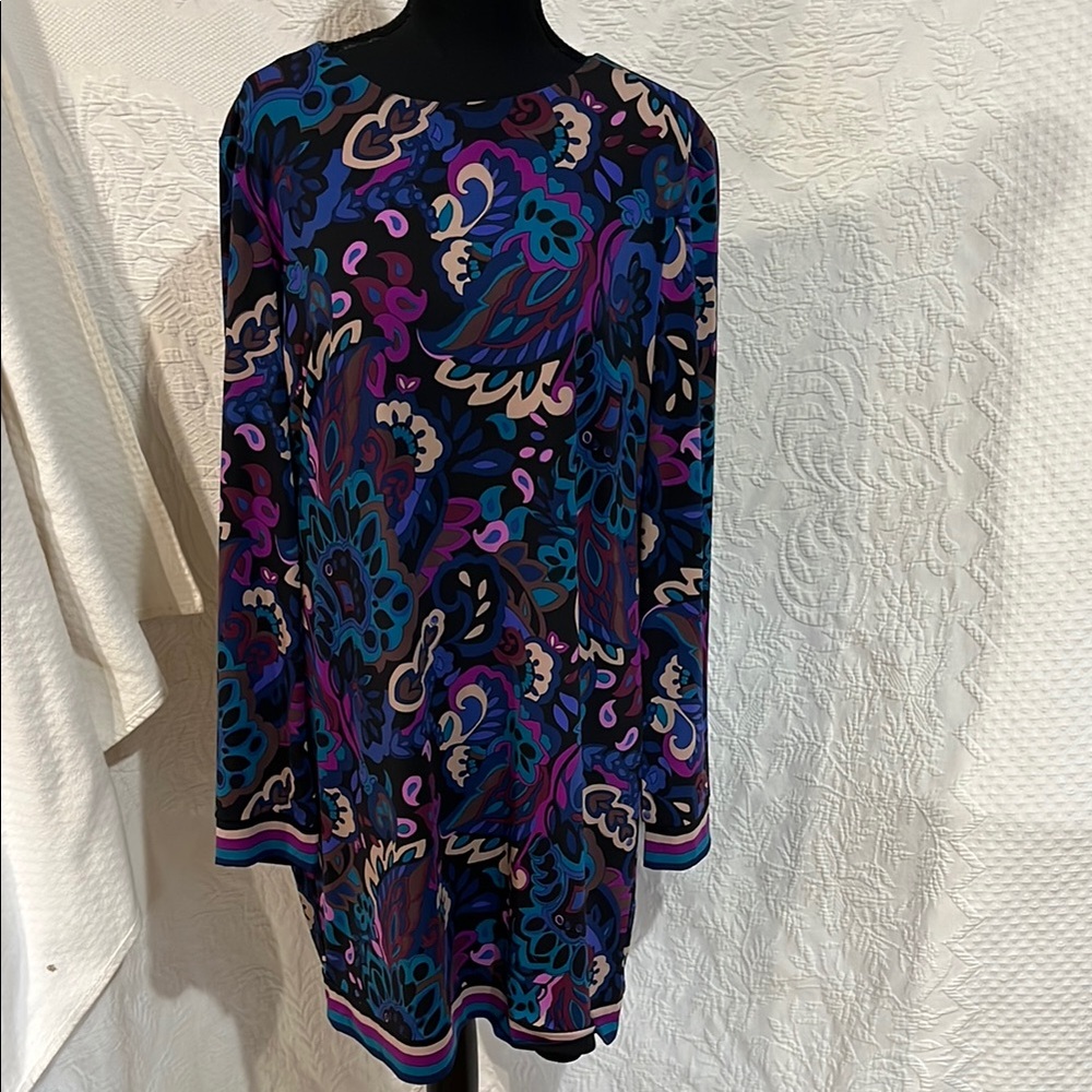 Trina Turk Patterned Long Sleeve Dress, size 14